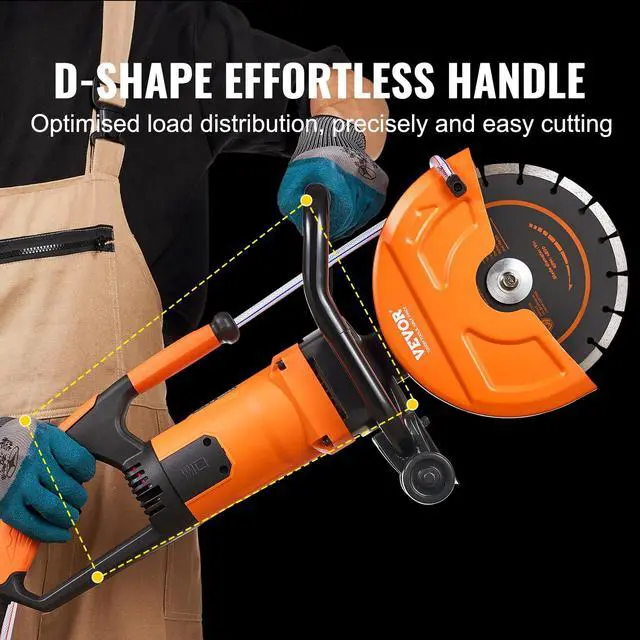 Alt view image 6 of 6 - Electric Concrete Cutter, 9 in Circular Saw with 3.5 in Cutting Depth, Wet/Dry Disk Cutter Includes Water Line, Pump and Blade, for Stone, Brick, Porcelain, Concrete, 1800W Motor