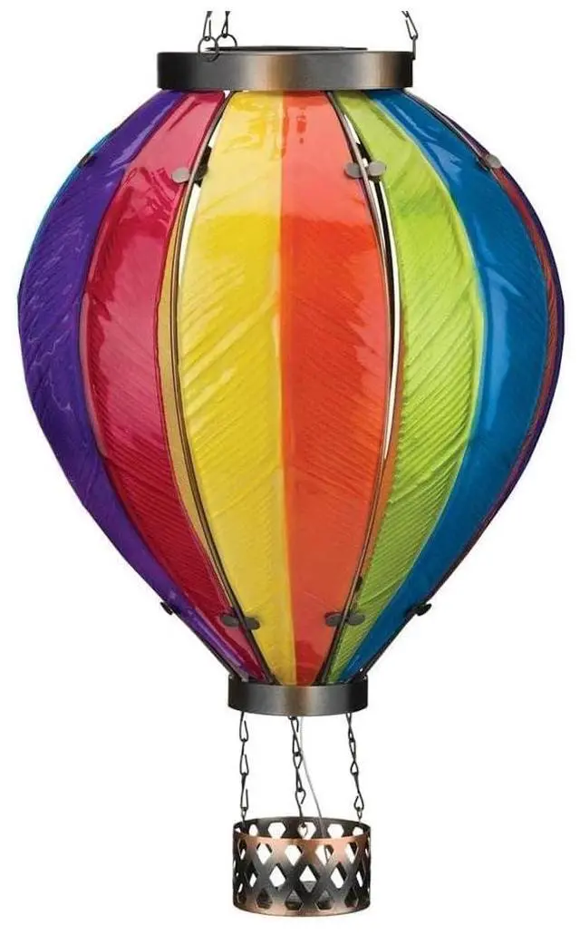 Main image of Hot Air Balloon Solar Lantern Hanging Solar-Powered LED Lights, Waterproof Portable Decorative Outdoor Lamp Made of Metal & Glass for Garden, Patios & Pathway Rainbow(X-Large)