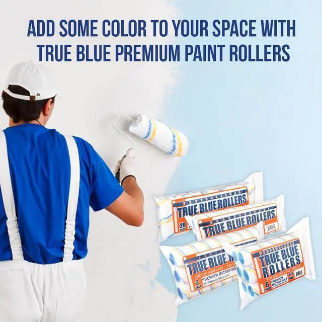 Alt view image 3 of 6 - True Blue 18" Professional Paint Roller Covers, 18 Inch, Best for All Types of Painting Surfaces, Refill Bulk Pack (48, 1/2" Nap)