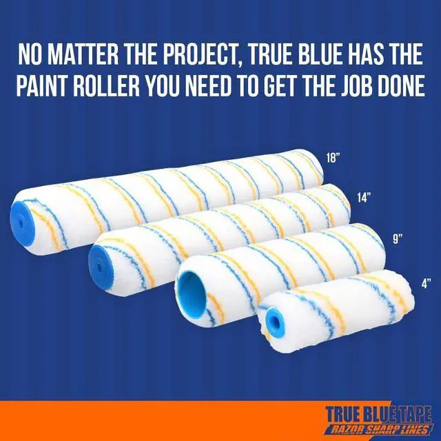 Alt view image 5 of 6 - True Blue 18" Professional Paint Roller Covers, 18 Inch, Best for All Types of Painting Surfaces, Refill Bulk Pack (48, 1/2" Nap)