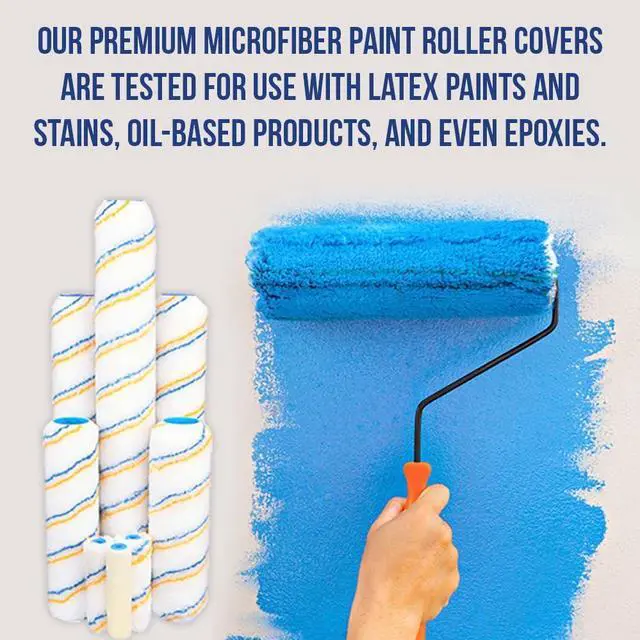 Alt view image 6 of 6 - True Blue 18" Professional Paint Roller Covers, 18 Inch, Best for All Types of Painting Surfaces, Refill Bulk Pack (48, 1/2" Nap)