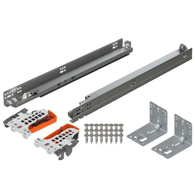 Alt view image 4 of 6 - TANDEM plus OTION Concealed Undermount Drawer Slides (Runners) Kit, 21-Inch, Full Extension, Soft-Close, Steel, 100 lb. Load Capacity for Wood Drawers (6 Kits)