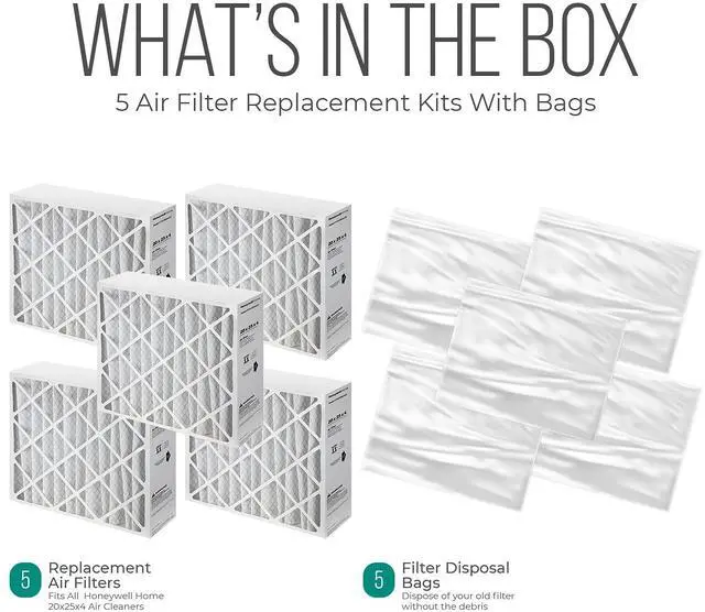 Alt view image 3 of 6 - Furnace Filters FC100A1037 - HVAC 20x25x4 Air Filter Replacement Merv 11 with Easy Disposal Bag (5 Pack)