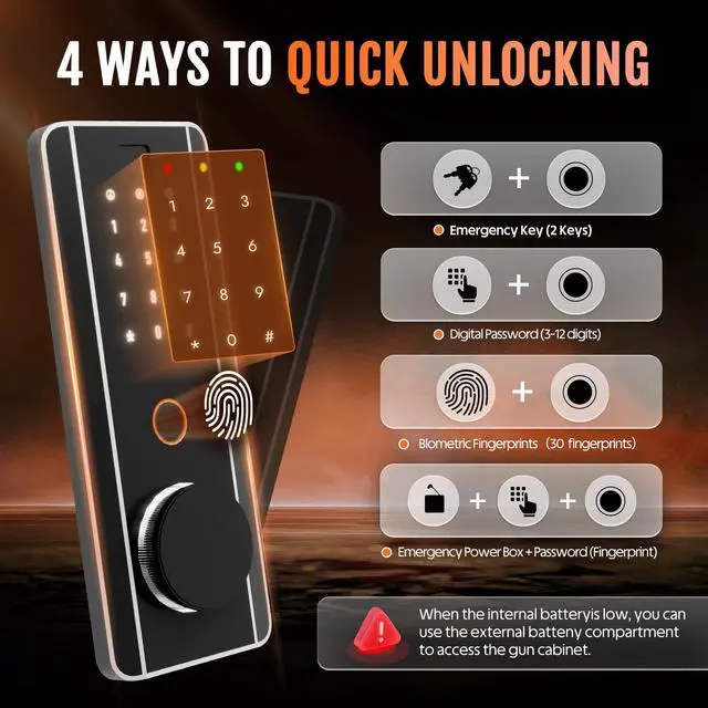 Alt view image 2 of 6 - Biometric Gun Safe Rifle,Gun Safes for Rifles and Pistols Holds 14-15 Firearms with Adjustable Racks & Pistol Storage,Fingerprint Keypad Lock Gun Cabinet for Home & Hunting for Enthusiasts