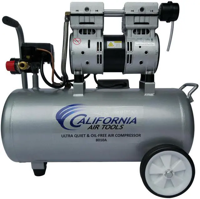 Main image of 8010A 1.0 HP Ultra Quiet and Oil-Free Air Compressor, 8 Gallon Aluminum Tank, Lightweight with Wheels, 60 dBA Noise Level