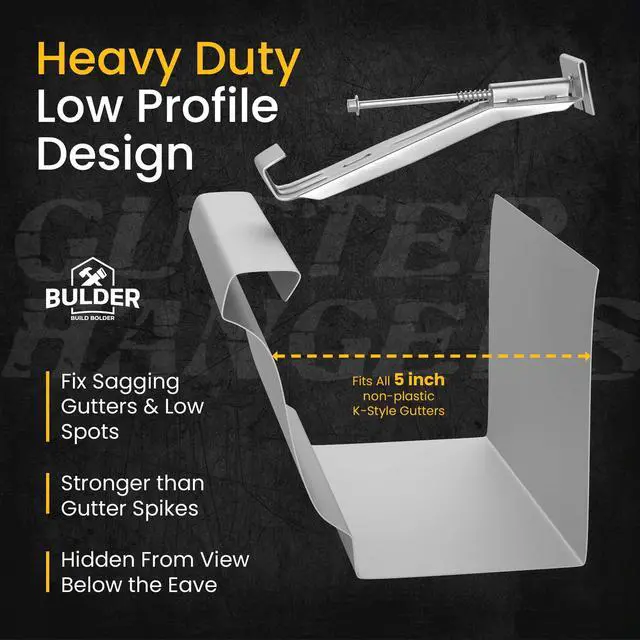 Alt view image 3 of 5 - Quick-Screw 5" Gutter Hangers - Heavy Duty Hidden Gutter Brackets with Pre-Assembled Inserted Gutter Screws - Rain Gutter Parts and Accessories to Fix or Repair Sagging Rain Gutters (500 Count)