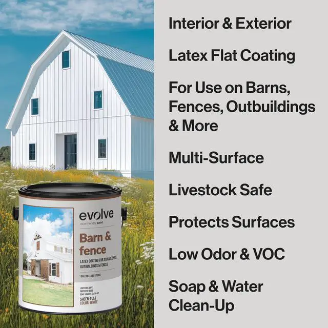 Alt view image 2 of 6 - Barn & Fence Paint, Flat (White), 5 Gallon Durable Scratch-Resistant Wood Coating for Outbuildings & Fences, Fast-Dry Water-Based Formula