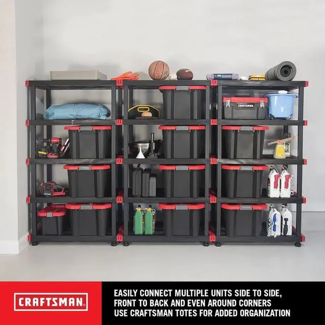 Alt view image 4 of 6 - Craftsman 5-Tier Highly Durable Storage Rack, 5 Shelves That Support up to 200lbs/shelf, Organization and Storage, Weather-Resistant Design, Easy Assembly, American Made (72.3H x 40W x 24D)