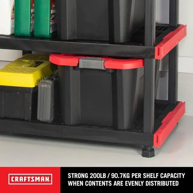 Alt view image 6 of 6 - Craftsman 5-Tier Highly Durable Storage Rack, 5 Shelves That Support up to 200lbs/shelf, Organization and Storage, Weather-Resistant Design, Easy Assembly, American Made (72.3H x 40W x 24D)