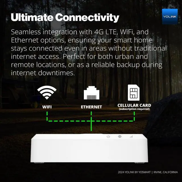 Alt view image 2 of 6 - Hub 3 Smart Home Gateway: 4G LTE Cellular ($6.99 Monthly Fee), WiFi, Ethernet, Battery Backup Seamless Plug & Play Installation, Ideal for Remote & Urban Residences, 1/4 Mile Extended Range