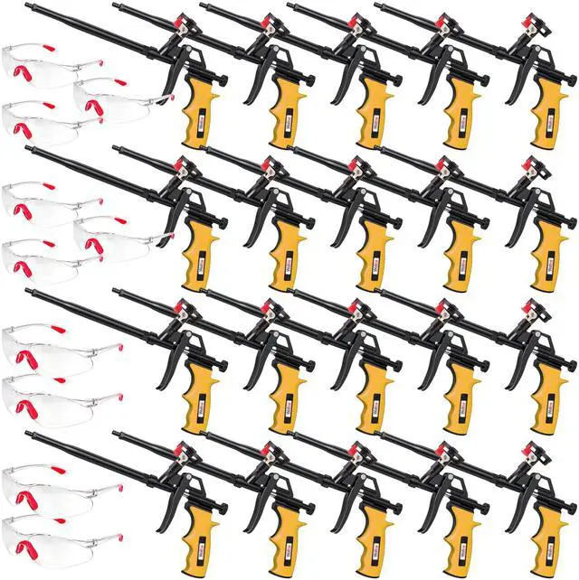 Main image of Professional Spray Foam Insulation Gun (20 Foam Gun + 80 Nozzle), Teflon-Coated Expanding Foam Gun, Foam Dispensing Gun, for Caulking, Insulating Foam Applicator Yellow - 20 Pack