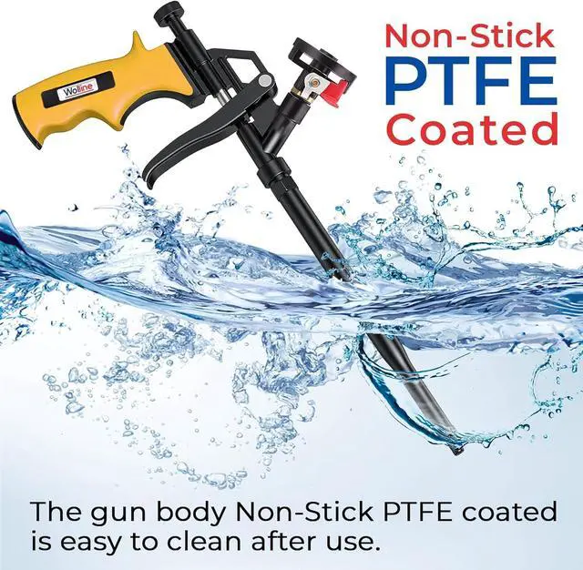Alt view image 4 of 5 - Professional Spray Foam Insulation Gun (20 Foam Gun + 80 Nozzle), Teflon-Coated Expanding Foam Gun, Foam Dispensing Gun, for Caulking, Insulating Foam Applicator Yellow - 20 Pack