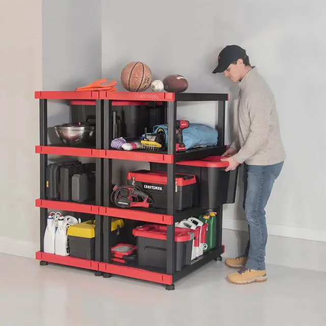 Alt view image 2 of 6 - Craftsman 4-Tier Highly Durable Storage Rack, 4 Shleves That Support up to 200lbs/shelf, Organization and Storage, Weather-Resistant Design, Easy Assembly, American Made (55H x 40W x 24D)
