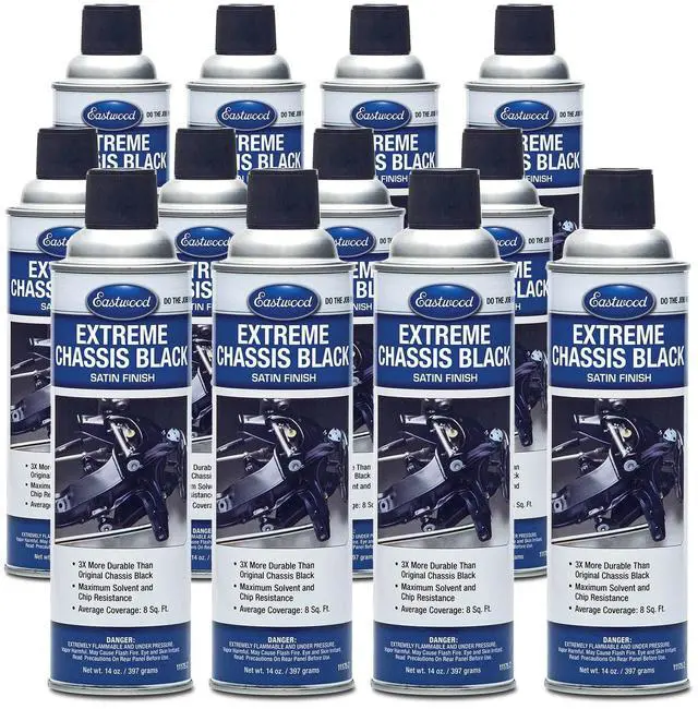 Main image of Extreme Chassis Black Satin Aerosol Spray Paint | Car and Truck Chassis Frame Paint | Black 14oz Aerosol | 12 Pack