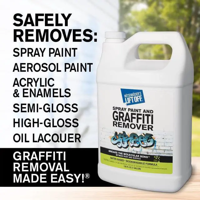 Alt view image 3 of 6 - 41201-4PK Spray Paint and Graffiti Remover Removes Spray Paint, Acrylic, and Enamel Safe for Wood, Metal, Concrete, Plastic Water-Based Formula 1 Gallon (Pack of 4)