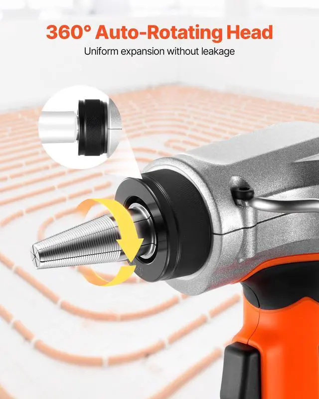 Alt view image 4 of 6 - Cordless Tube Expander, 20V Max Electric Tubing Expansion Tool for 1/2", 3/4", 1" PEX-A Pipes, 22000RPM Pipe Expander with 3 Expanding Head, 2pcs 2AH Battery, Fast Charger & Carrying Case