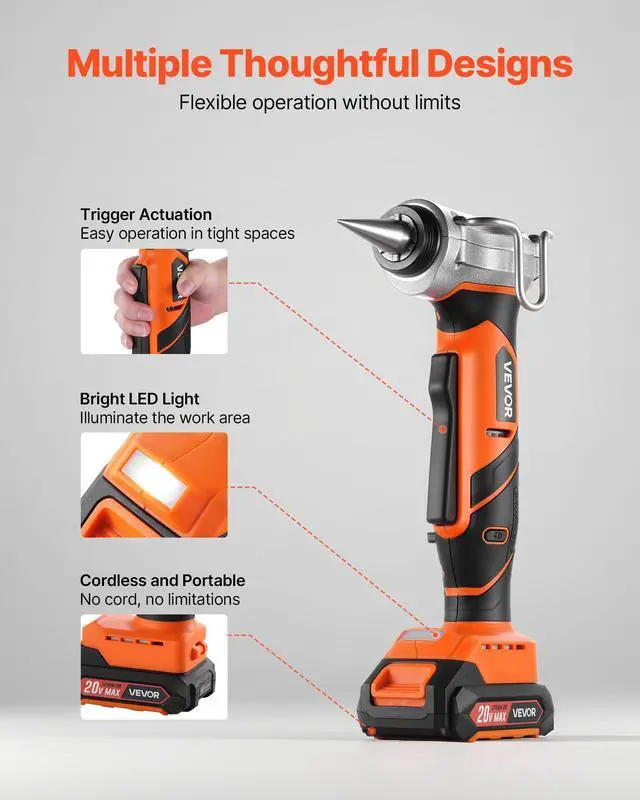 Alt view image 5 of 6 - Cordless Tube Expander, 20V Max Electric Tubing Expansion Tool for 1/2", 3/4", 1" PEX-A Pipes, 22000RPM Pipe Expander with 3 Expanding Head, 2pcs 2AH Battery, Fast Charger & Carrying Case
