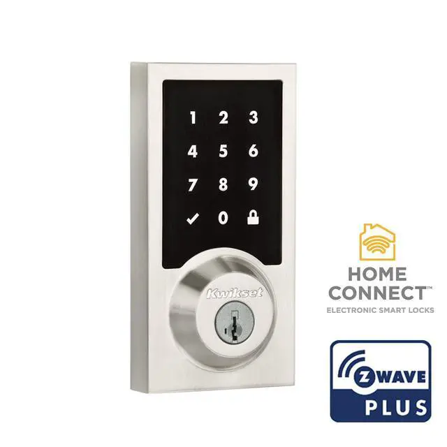 Alt view image 2 of 6 - SmartCode 916 Z-Wave Smart Lock, Keyless Entry Ring Compatible Door Lock, Touchscreen Electronic Deadbolt, SmartKey Re-Key Security, Smart Hub Required, Contemporary Satin Nickel