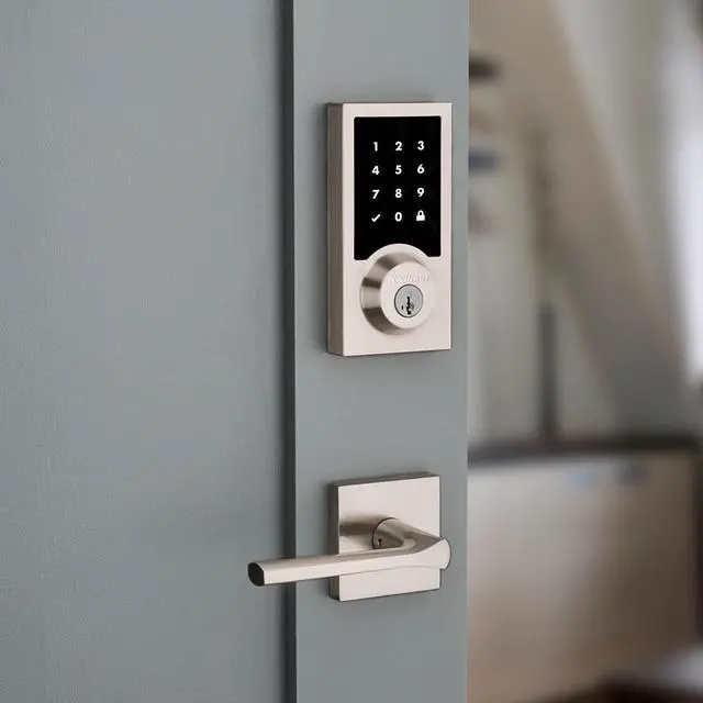 Alt view image 4 of 6 - SmartCode 916 Z-Wave Smart Lock, Keyless Entry Ring Compatible Door Lock, Touchscreen Electronic Deadbolt, SmartKey Re-Key Security, Smart Hub Required, Contemporary Satin Nickel