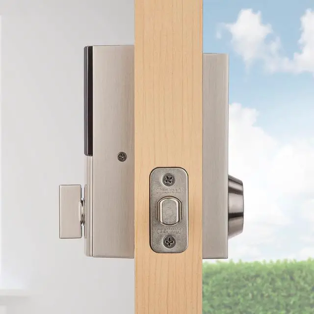 Alt view image 5 of 6 - SmartCode 916 Z-Wave Smart Lock, Keyless Entry Ring Compatible Door Lock, Touchscreen Electronic Deadbolt, SmartKey Re-Key Security, Smart Hub Required, Contemporary Satin Nickel