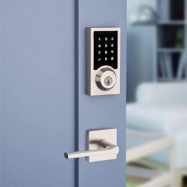 Alt view image 6 of 6 - SmartCode 916 Z-Wave Smart Lock, Keyless Entry Ring Compatible Door Lock, Touchscreen Electronic Deadbolt, SmartKey Re-Key Security, Smart Hub Required, Contemporary Satin Nickel