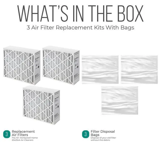 Alt view image 3 of 6 - Furnace Filters FC100A1037 - HVAC 20x25x4 Air Filter Replacement Merv 11 with Easy Disposal Bag (3 Pack)