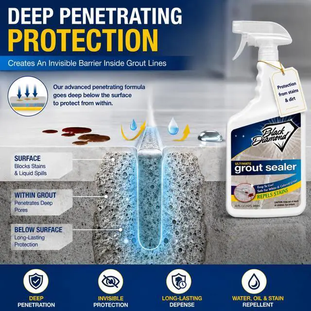 Alt view image 3 of 6 - Ultimate Grout Sealer Penetrating Grout Protector for Tile, Showers, Floors & Backsplashes Water-Based Stain & Moisture Protection (4 Gallons)