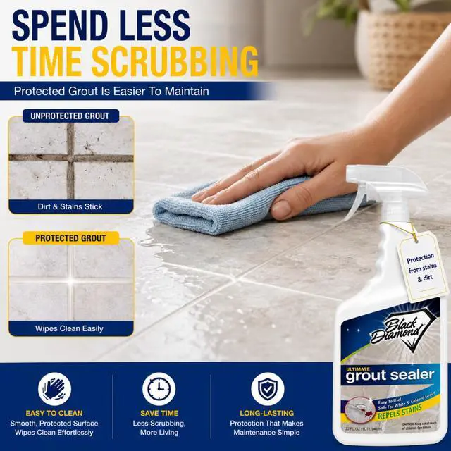 Alt view image 6 of 6 - Ultimate Grout Sealer Penetrating Grout Protector for Tile, Showers, Floors & Backsplashes Water-Based Stain & Moisture Protection (4 Gallons)