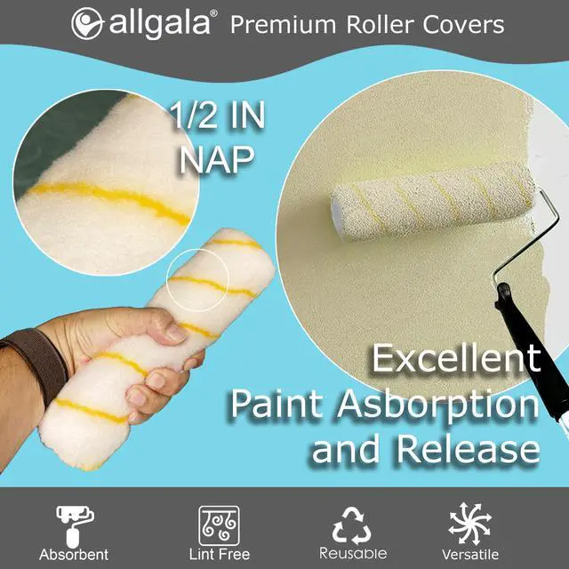 Alt view image 3 of 6 - Paint Roller Covers, 144 Case Pack 9 Inch Shedless Lint Free Painter Roller Covers 1/2 in Roller Naps for Paint Roller Kit for House Painting and Professional Projects