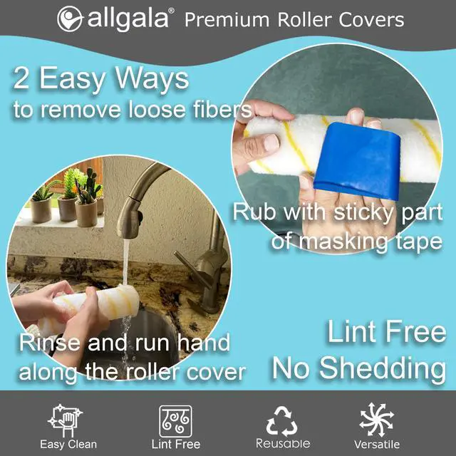 Alt view image 4 of 6 - Paint Roller Covers, 144 Case Pack 9 Inch Shedless Lint Free Painter Roller Covers 1/2 in Roller Naps for Paint Roller Kit for House Painting and Professional Projects
