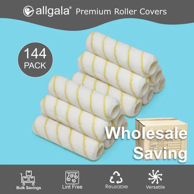 Alt view image 6 of 6 - Paint Roller Covers, 144 Case Pack 9 Inch Shedless Lint Free Painter Roller Covers 1/2 in Roller Naps for Paint Roller Kit for House Painting and Professional Projects