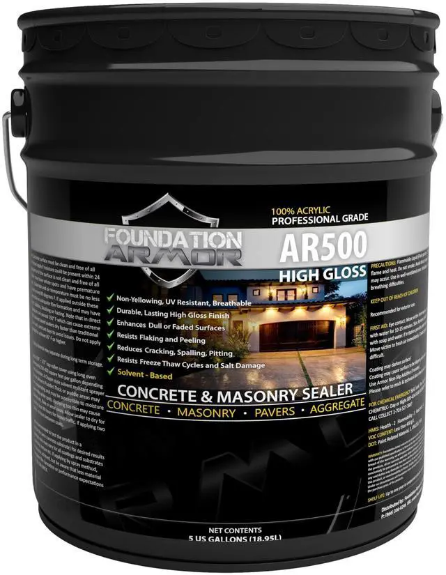 Main image of Armor AR500 High Gloss Wet Look Concrete Sealer 5 Gallon - Professional Grade Color Enhancing Solvent Based Acrylic Sealer for Exterior Concrete and Pavers - 350 VOC