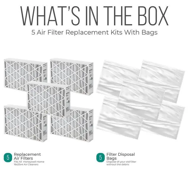 Alt view image 3 of 6 - Furnace Filters 16x25x4 - HVAC Air Filter Replacement FC100A1029 Merv 11 with Easy Disposal Bag (5 Pack)