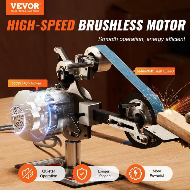 Alt view image 2 of 6 - Belt Grinder Sander, 30 x 1-Inch Variable Speed Belt Polisher with VFD, 550W Polishing Grinding Machine with 2 Grinding Moulds & 3PCS Sanding Belts for Metalworking, Knife Making