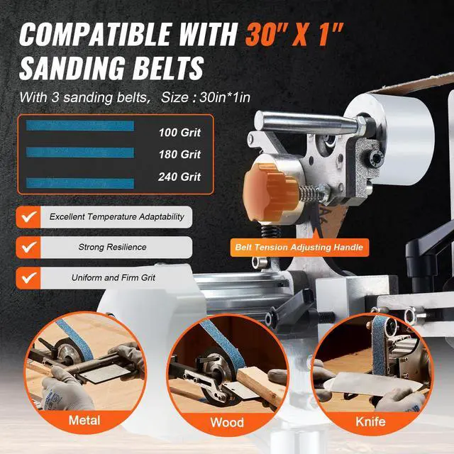 Alt view image 4 of 6 - Belt Grinder Sander, 30 x 1-Inch Variable Speed Belt Polisher with VFD, 550W Polishing Grinding Machine with 2 Grinding Moulds & 3PCS Sanding Belts for Metalworking, Knife Making