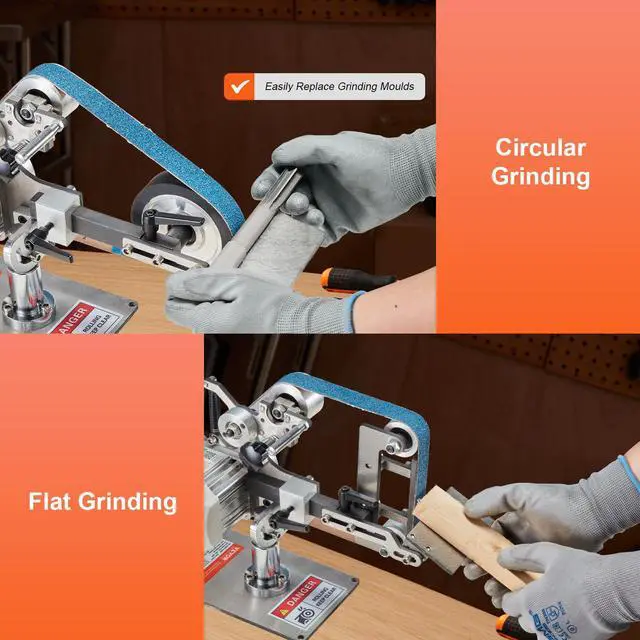 Alt view image 5 of 6 - Belt Grinder Sander, 30 x 1-Inch Variable Speed Belt Polisher with VFD, 550W Polishing Grinding Machine with 2 Grinding Moulds & 3PCS Sanding Belts for Metalworking, Knife Making