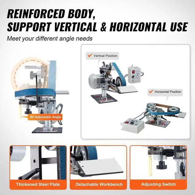 Alt view image 6 of 6 - Belt Grinder Sander, 30 x 1-Inch Variable Speed Belt Polisher with VFD, 550W Polishing Grinding Machine with 2 Grinding Moulds & 3PCS Sanding Belts for Metalworking, Knife Making