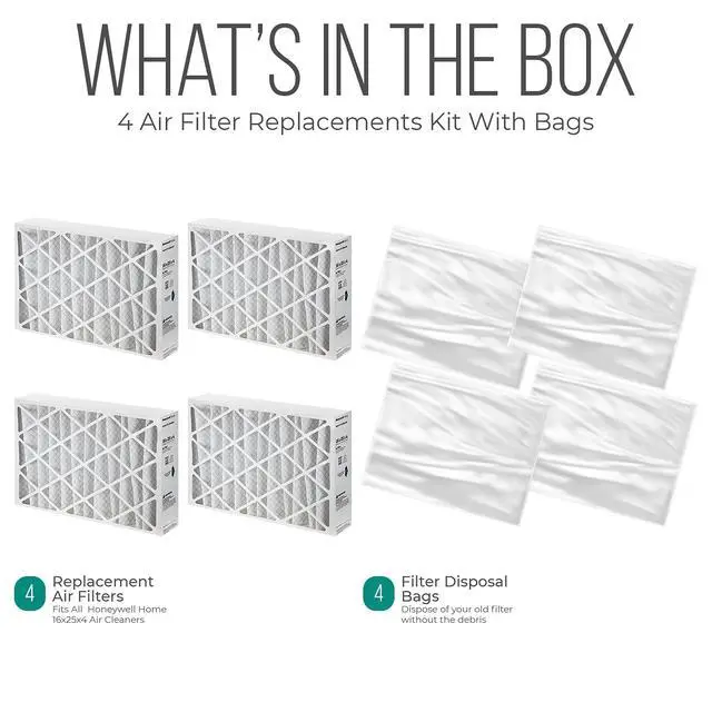 Alt view image 3 of 6 - Furnace Filters 16x25x4 - HVAC Air Filter Replacement FC100A1029 Merv 11 with Easy Disposal Bag (4 Pack)