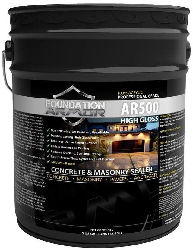 Main image of Armor AR500 High Gloss Wet Look Concrete Sealer 5 Gallon - Professional Grade Color Enhancing Solvent Based Acrylic Sealer for Exterior Concrete and Pavers - 700 VOC