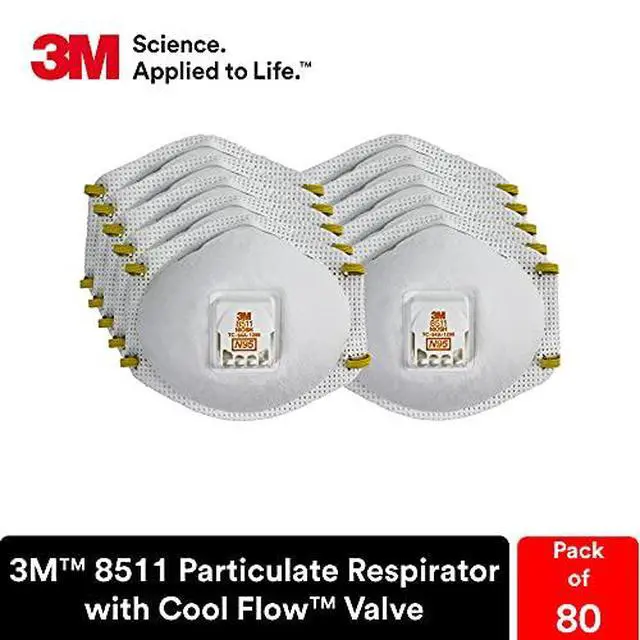 Alt view image 3 of 6 - 8511 Particulate Disposable Respirator, N95, Pack of 80, NIOSH Approved, Cool Comfort and Fewer Pressure Points with Dual Attachment for Grinding, Sanding, Sawing, Sweeping, Dust, Smoke