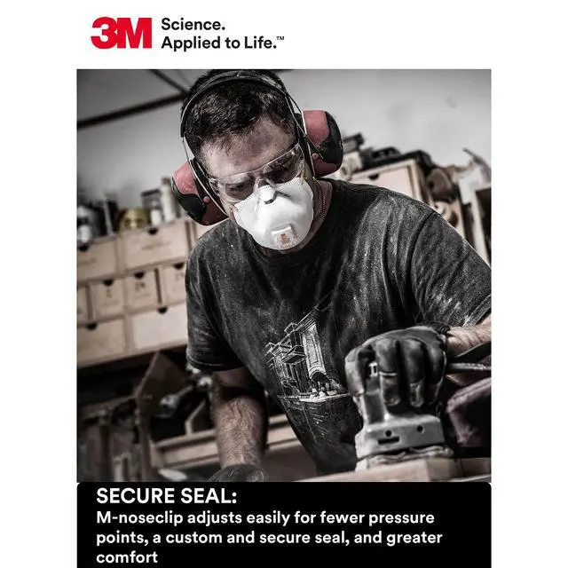 Alt view image 4 of 6 - 8511 Particulate Disposable Respirator, N95, Pack of 80, NIOSH Approved, Cool Comfort and Fewer Pressure Points with Dual Attachment for Grinding, Sanding, Sawing, Sweeping, Dust, Smoke