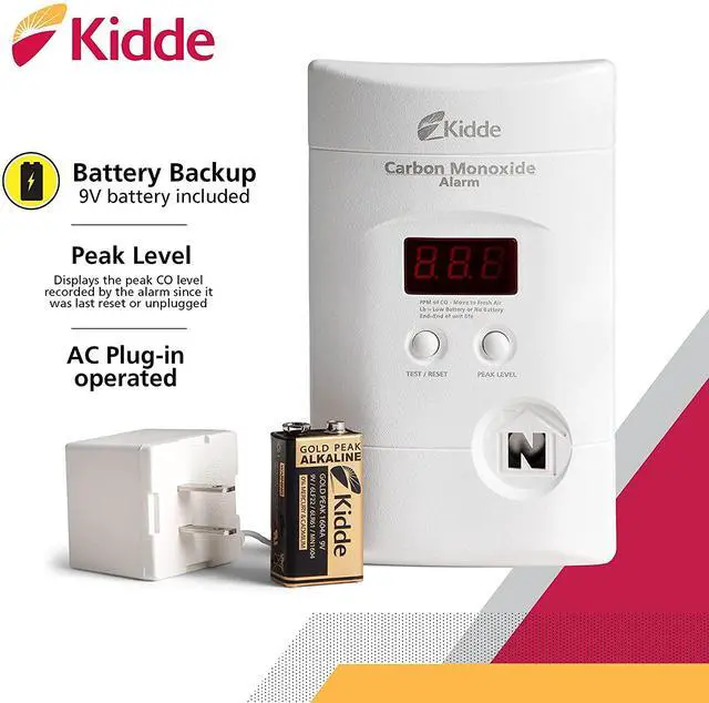 Alt view image 2 of 6 - Carbon Monoxide Detector, Plug In Wall with 9-Volt Battery Backup, Digital LED Display - 6 Pack