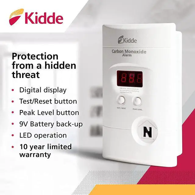 Alt view image 4 of 6 - Carbon Monoxide Detector, Plug In Wall with 9-Volt Battery Backup, Digital LED Display - 6 Pack