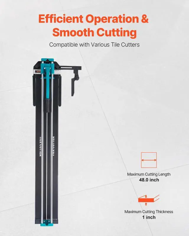Alt view image 2 of 6 - Manual Tile Cutter, 48 inch Professional Porcelain Ceramic Tile Cutter, Double Rails with Tungsten Carbide Cutting Wheel, Anti-Skid Feet & Infrared Positioning for Home Industrial
