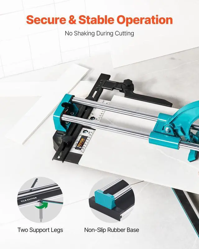 Alt view image 4 of 6 - Manual Tile Cutter, 48 inch Professional Porcelain Ceramic Tile Cutter, Double Rails with Tungsten Carbide Cutting Wheel, Anti-Skid Feet & Infrared Positioning for Home Industrial