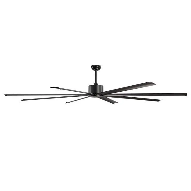 Alt view image 4 of 6 - 96 In Ceiling Fan without Light, 6-Speed Remote Control, Aluminum 8-Blade, Reversible DC Motor, Modern Low Profile Flush Mount Exterior Fan for Bedroom, Living Room, Patio, Indoor/Outdoor, Black