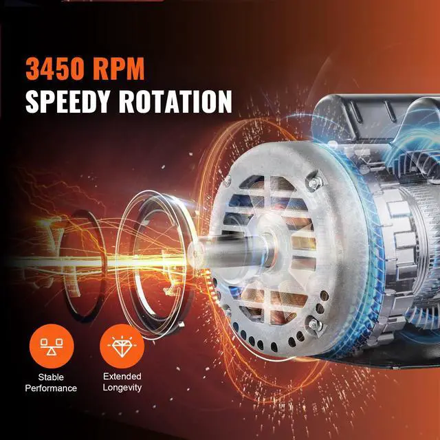 Alt view image 3 of 6 - 5HP Air Compressor Electric Motor, 230V 25 Amps, 56HZ Frame 3450RPM, 7/8" Keyed Shaft, 2.25" Shaft Length, Single Phase, CCW/CW (Factory Setting is CCW)