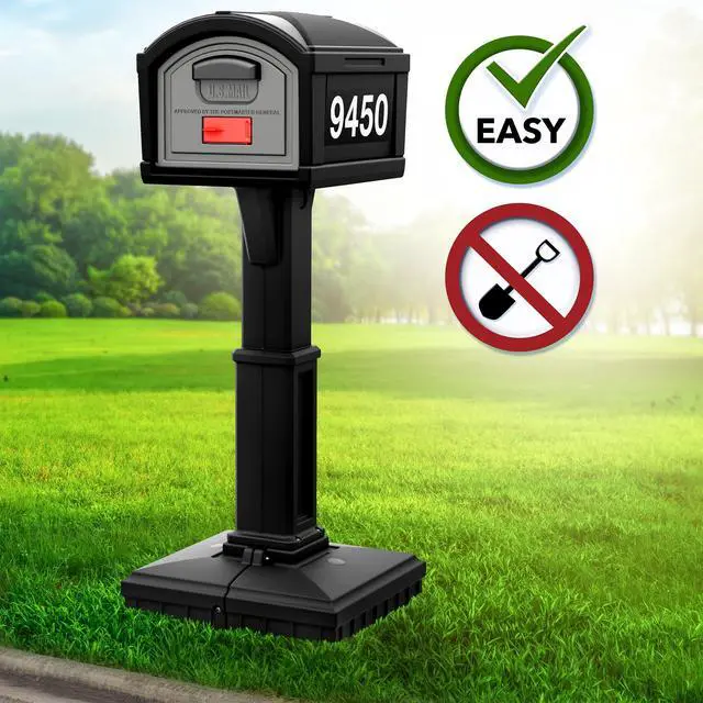 Alt view image 2 of 6 - T4 Extra Large Capacity XL Dig-Free Mailbox with Durable Construction, Weather-Resistant Design, and Easy No-Dig Installation, Front Door Only, Black, Made in the USA