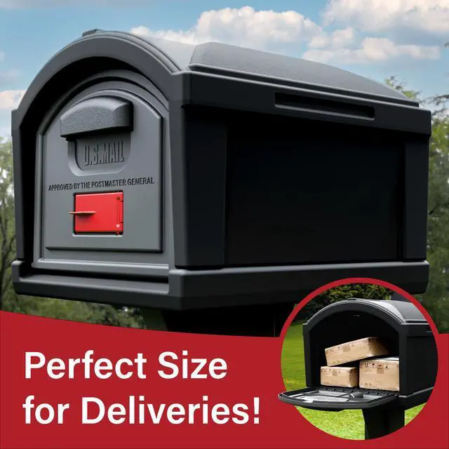 Alt view image 3 of 6 - T4 Extra Large Capacity XL Dig-Free Mailbox with Durable Construction, Weather-Resistant Design, and Easy No-Dig Installation, Front Door Only, Black, Made in the USA