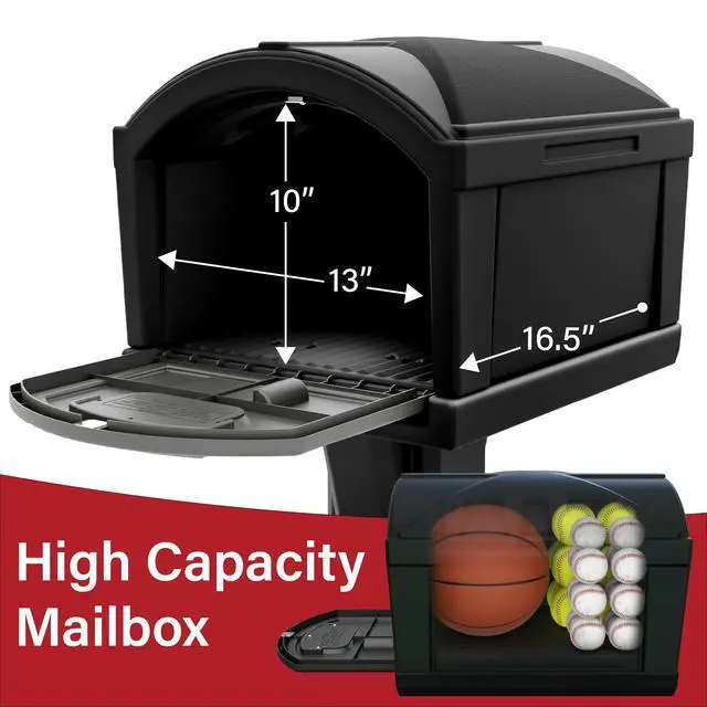 Alt view image 4 of 6 - T4 Extra Large Capacity XL Dig-Free Mailbox with Durable Construction, Weather-Resistant Design, and Easy No-Dig Installation, Front Door Only, Black, Made in the USA